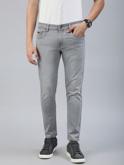 Classic Polo - Men Light Grey Slim Fit Solid Denim Jeans