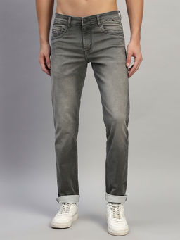 Cantabil - Men Solid Grey Ultra Narrow Fit Casual Jeans