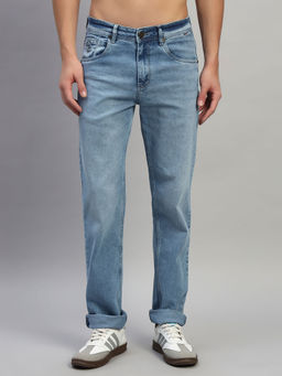 Cantabil - Men Solid Blue Straight Fit Casual Jeans