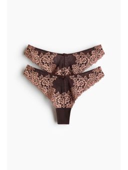 H&M - Women Brown 2-Pack Lace Brazilian Briefs