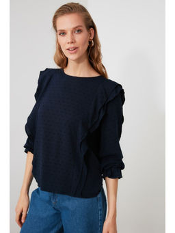 Trendyol - Navy Blue Frilly Blouse (UK 14)
