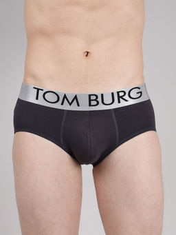 Tom Burg - Men Charcoal Solid Brief with Ultrasoft Waistband