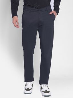 CRIMSOUNE CLUB - Mens Navy Blue Printed Trouser