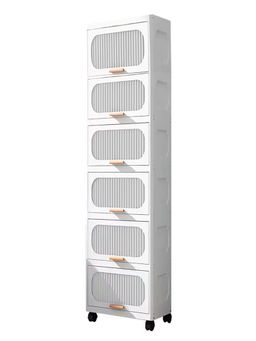 House of Quirk - Collapsible Storage Boxes with Wheels and Doors - White (6 Layer)