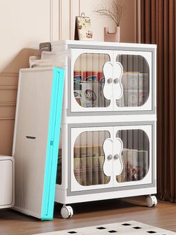House of Quirk - 2 Layer Storage Box Wardrobe Multiple Compartments for Clothes Bags - White