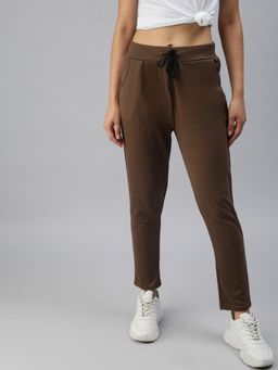 SHOWOFFFF - Women Slim Fit Brown Solid Track Pants