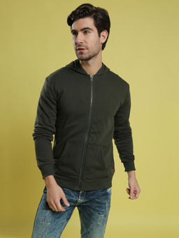 Campus Sutra - Men Zipper Solid Full Sleeve Stylish Casual Hooded Sweatshirts