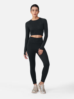 Wear Jukebox - Sculptflex Seamless Black Crop Top with Tights (Set of 2)
