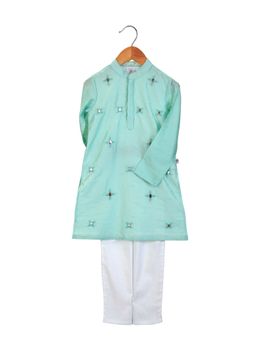 Mi Dulce An'ya - Green All Over Embroidered Boys Kurta with Pant (Set of 2)