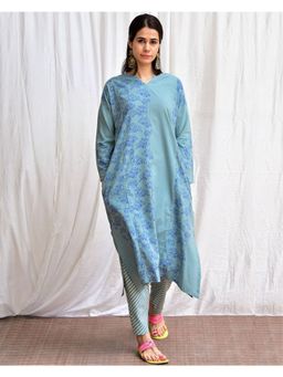Chidiyaa - Smell Of Rain Taalab Hand Block Printed Cotton Kurta (Set of 2)
