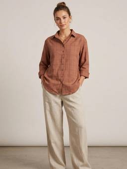 Scoup - Brown Linen Check Shirt