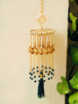 BeAbhika - Green Beads Ghunghroo and Tassel Mini Kaleeras