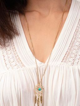 SOUL WORKS - Turquoise Stone Lotus Long Necklace