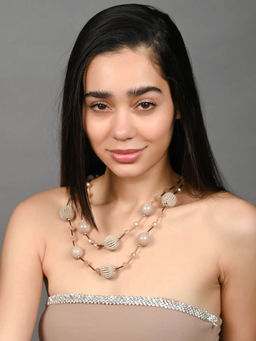 Odette - Beige Alloy Pearl and Beads Necklace