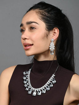Odette - White Stone Studded Alloy Jewellery Set