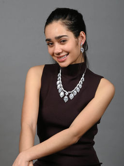 Odette - Silver Alloy Stone Studded Jewellery Set