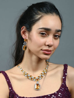 Odette - Yellow Stone Studded Alloy Jewellery Set