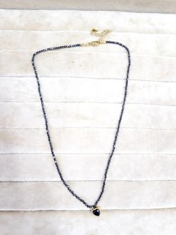 AMOSSH - 18K Gold Plated Anti Tarnish Blue Heart Beaded Necklace