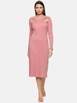 IS.U - Mauve Cut-Out Midi Knit Dress