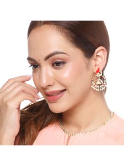 Yellow Chimes - Multicoloured Enamelled Peacock Designed Drop Earrings