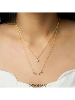 SWASHAA - Layered Solitaire Love 18K Gold Plated Necklace