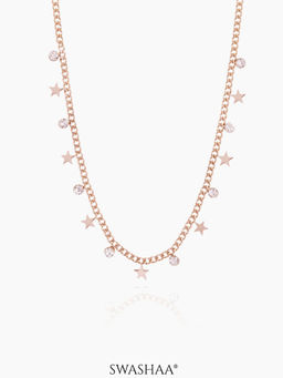 SWASHAA - Diamond Star Rosegold Plated Necklace