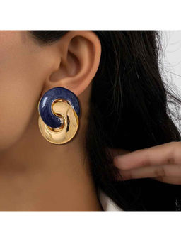 Amorenmore - Moonlit Jewel Midnight Swirl Stud Earrings