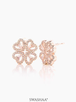 SWASHAA - Shiny Clover Rosegold Plated Earrings