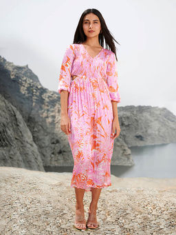 House of Soi - Orange & Purple Edith Printed Dress