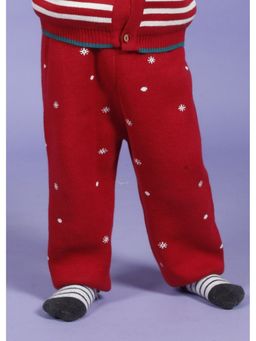 Kids of Greendeer - Cherry Red Snow Fall Jacquard Diaper Lower - Cherry Red