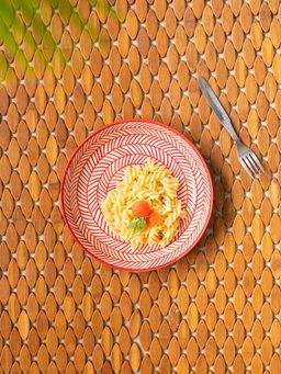 ExclusiveLane - Red Chevrons Hand-Painted Ceramic Dinner Plates (Free Size)