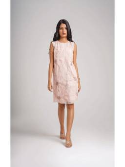 Galocher Clothing - Pink Flora luxe-Fabric Applique Sequins Dress