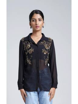 Galocher Clothing - Black Women's Embroidered Shirt