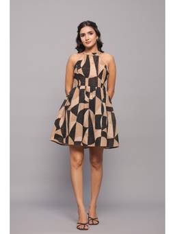 June 9 Clothing - Multi-Colour Mini Dress In Abstract Print