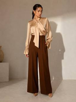 Stylia - Beige Espresso Edit Top With Pant