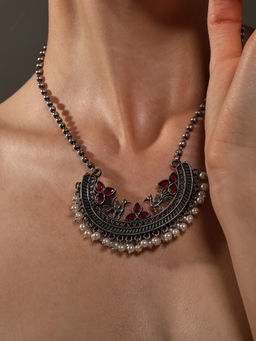 VENI - Silver-Toned Brass Silver-Plated Oxidised Necklace