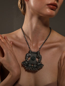 VENI - Silver-Toned Brass Silver-Plated Oxidised Necklace