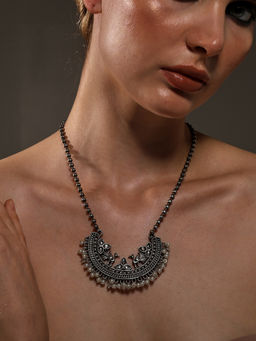 VENI - Silver-Toned Brass Silver-Plated Oxidised Necklace