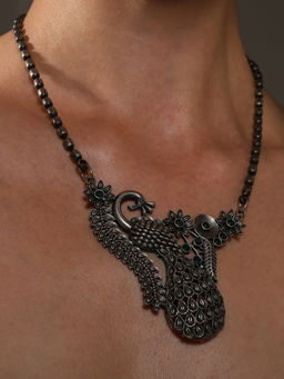 VENI - Silver-Toned Brass Silver-Plated Oxidised Necklace