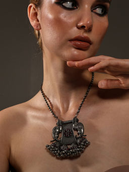 VENI - Silver-Toned Brass Silver-Plated Oxidised Necklace