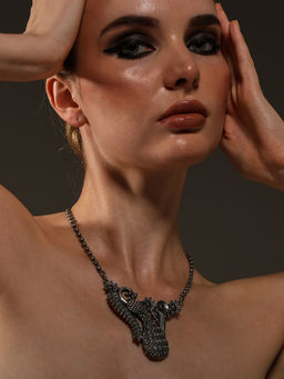 VENI - Silver-Toned Brass Silver-Plated Oxidised Necklace