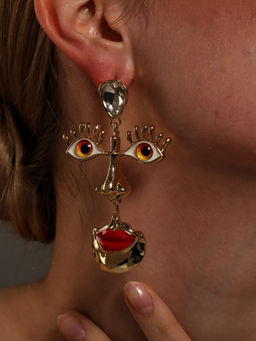 VENI - Gold Plated Oxidised Earrings