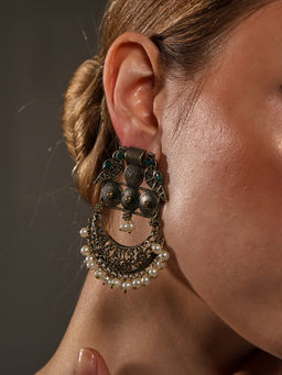 VENI - Gold Plated Oxidised Earrings