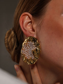 VENI - Gold Plated Oxidised Earrings