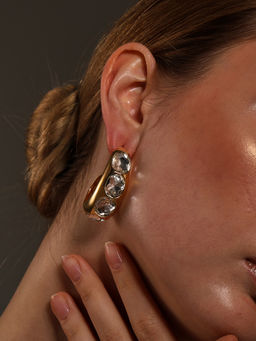 VENI - Gold Plated Oxidised Earrings