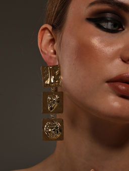 VENI - Gold Plated Oxidised Earrings