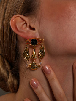 VENI - Gold Plated Oxidised Earrings