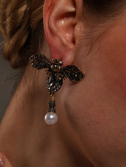 VENI - Gold Plated Oxidised Earrings