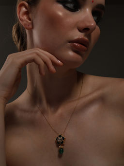 VENI - Gold-Toned Brass Silver-Plated Oxidised Necklace