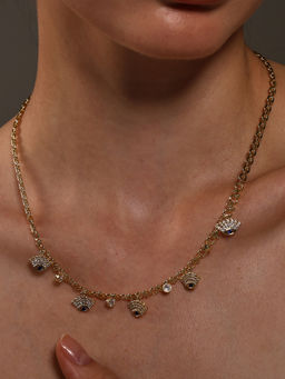 VENI - Gold-Toned Brass Silver-Plated Oxidised Necklace